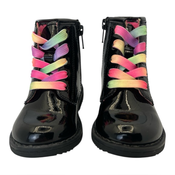 The Children's Place Toddler Girls Rainbow Lace Up Booties - Black, Size 6 - Picture 1 of 7